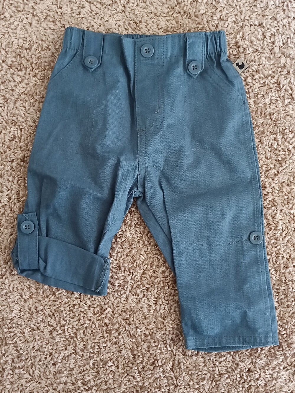 Kids‎ Blue Roll-Up Cotton Pants